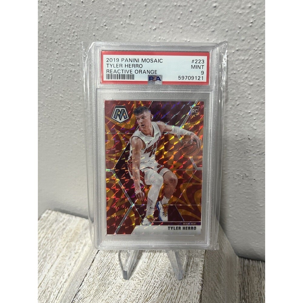 Tyler Herro 2019 Panini Mosaic #223 Reactive Orange Prizm Rookie RC PSA 9 MINT